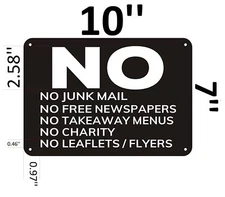 No Junk Mail sign-black (Aluminum Sign)-REF24-1027