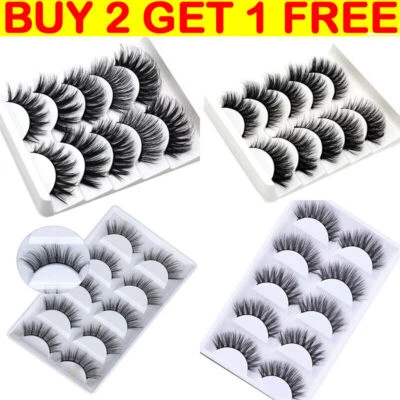 E-HOMEBESTBUY 5Pair 3D Mink False Eyelashes Wispy Cross Long Thick Soft Fake Eye Lashes UK