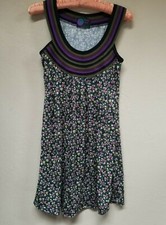 Purple Moon Womens Sleeveless Dress Black Purple Floral Scoop Neck Standard Size