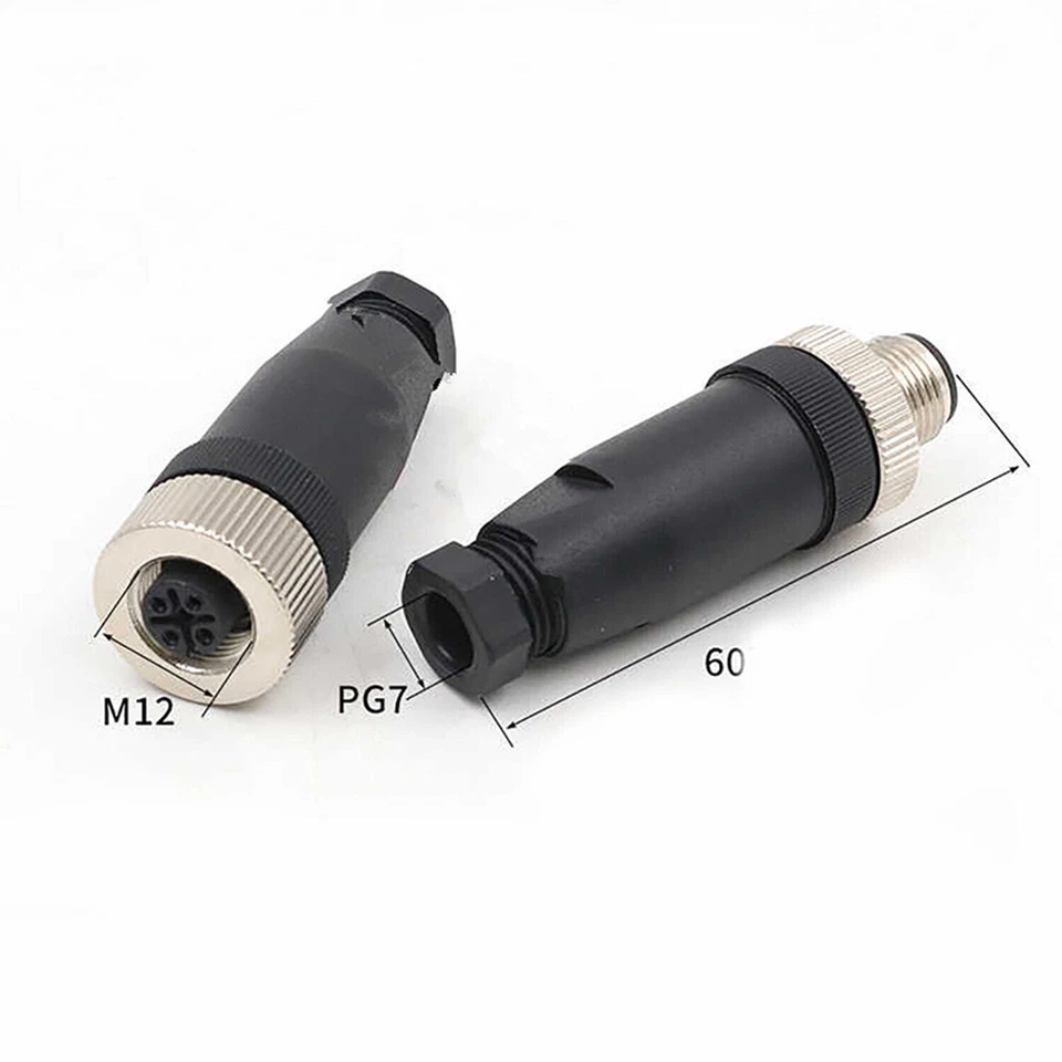 M12 4-12Pin Sensor Connector Male/Female Straight/Elbow Aviation Plug/Socket PG7 - Image 4 of 4