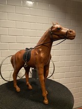 Cowboy Leather Horse With Saddle Accessories Glass Eyes 13 Tall