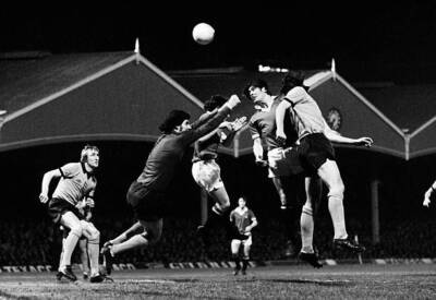 #ad Stuart Pearson of Manchester United heads the ball under pressure Old Photo AU $9.00