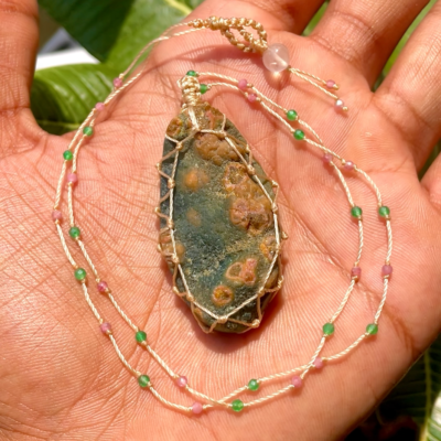 Hand Braided Natural 8th Vein Ocean Jasper Druzy Crystal Micro