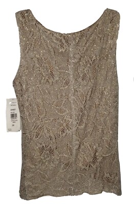 MSK Women Lace Overlay Tank Top Sz 2X Metallic Thread NWT! Made in