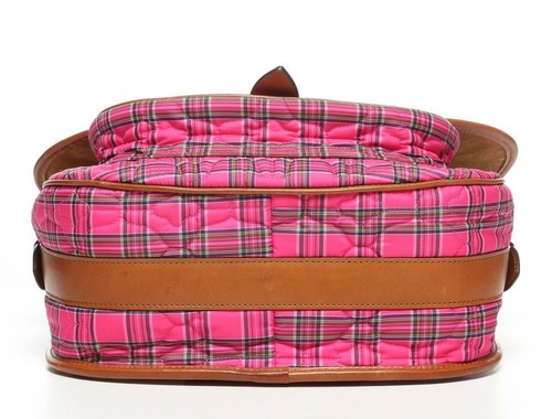 MAISON MARTIN MARGIELA Fucsia Plaid acolchado Satchel Leather Trim Bolso Bolso - Imagen 4 de 7
