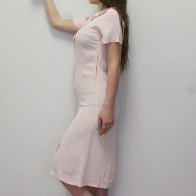 pale pink collar dress Ruff Collar Maxi Chiffon Prom Dress In LIGHT PINK