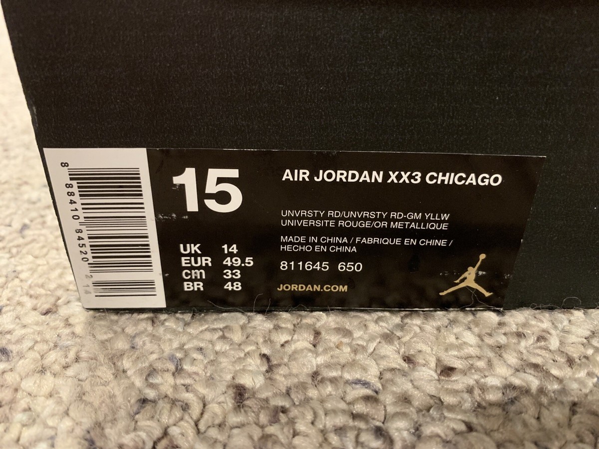 Nike Air Jordan Retro 23 XX3 Chicago Chi City Size 15 Red Gum