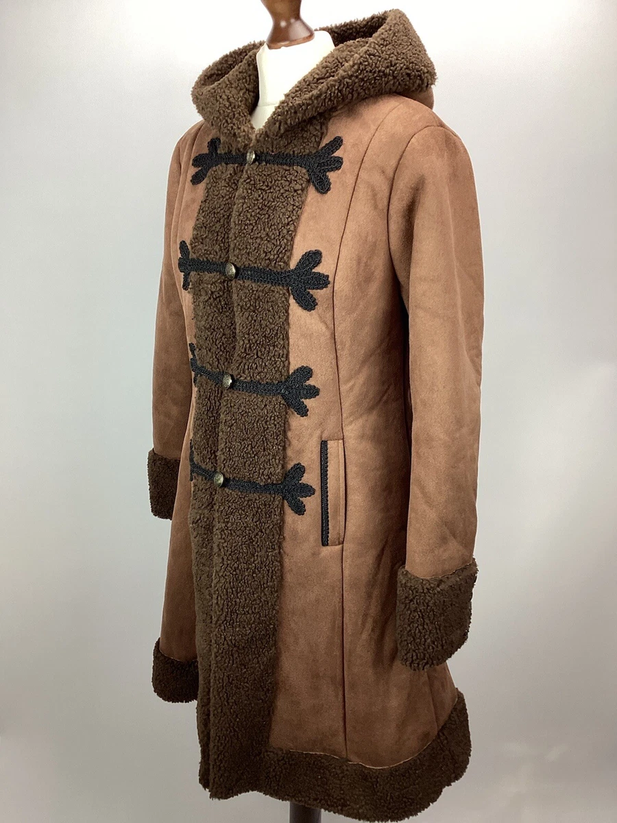 Joe Browns Stunning Faux Soft Suede Coat Brown Approx Size 12 Warm