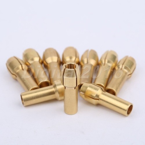 10pc 1/8" 3.2 mm Brass Collets Adapter Nut Kit Fit Grinder Shafts Rotary Tool - Picture 9 of 11