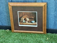 Jim Daly Baseball Print signed and numbered 72 Framed under glass 18 by 20 #1