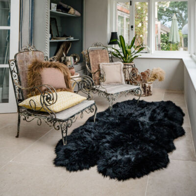Large Genuine Quad Sheepskin Rug - Extra Thick & Soft Wool - Colourful 4 Skin