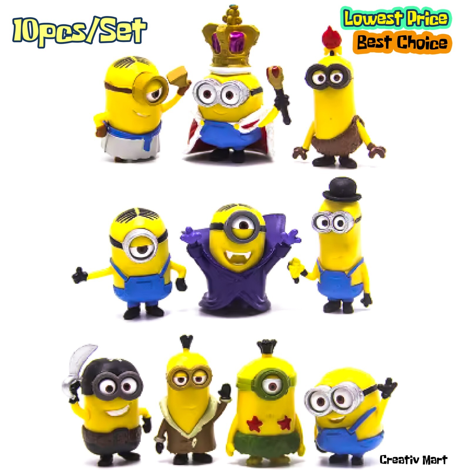 10 Pcs Set Kawaii Minions Toys 3D Eye Despicable Minions Action Figure Gift Kids