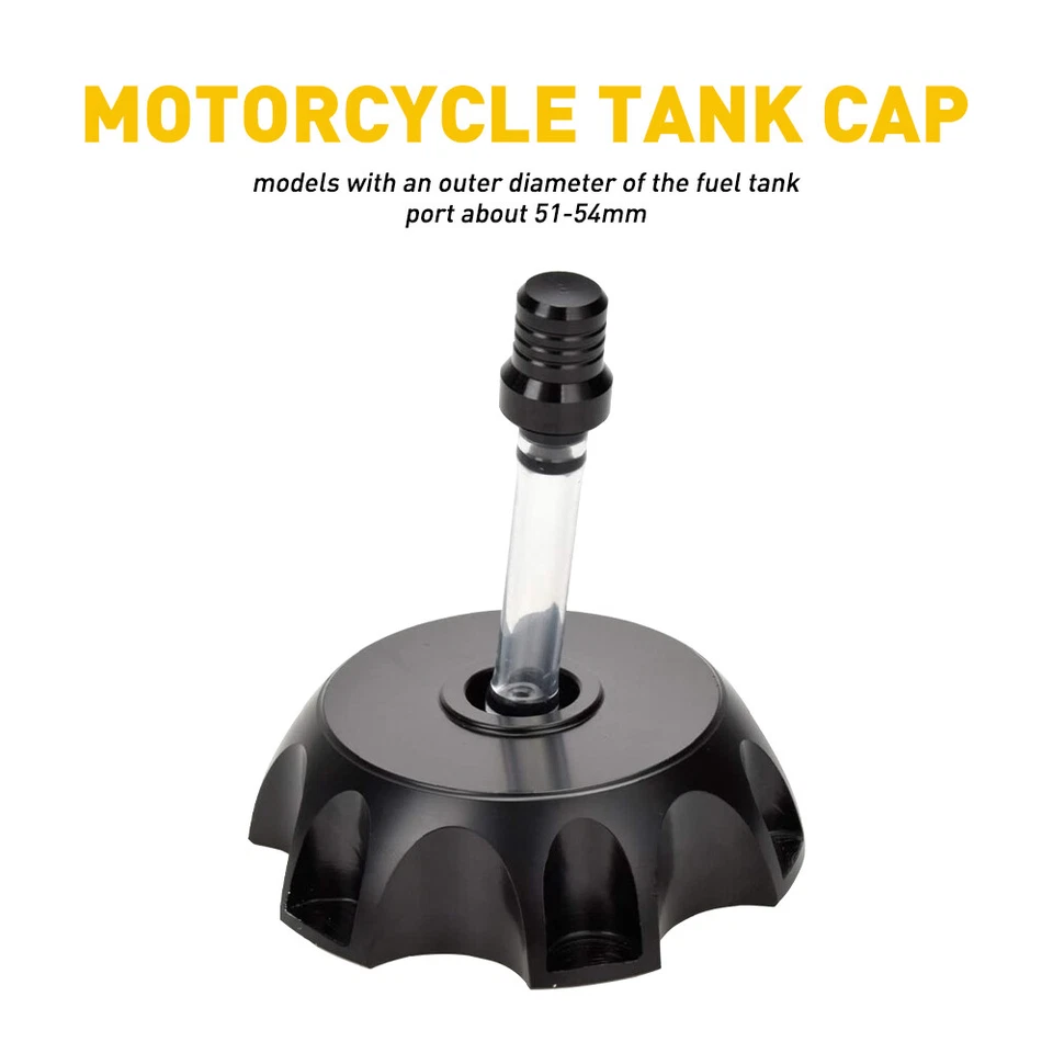 Gas Fuel Tank Cap for Motor Honda Suzuki Kawasaki Motorcycle ATV Aluminum BLACK - Image 2 of 4