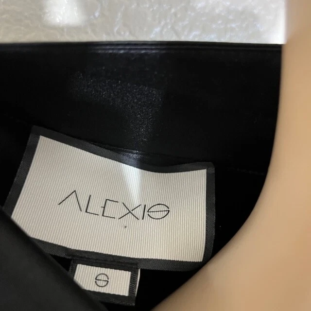 Blusa Top ALEXIS Mujer Negra Seda Botón Manga Larga Pequeña S Foto 3 de 4