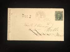 CA SAN FRANCISCO 1862 COVER #68 FANCY CANCEL, FORWARDED DUE 3