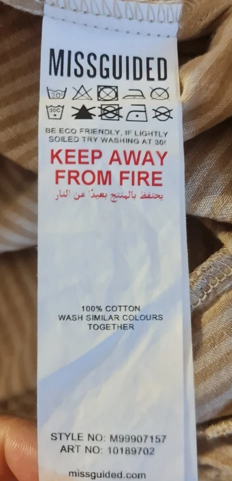 Mono mameluco para mujer Missguided talla 6 beige a rayas piernas anchas manga con volantes Foto 4 de 4