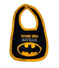 Future Hero Black Gold Baby Infant One Size Drool Bib Feeding Batman