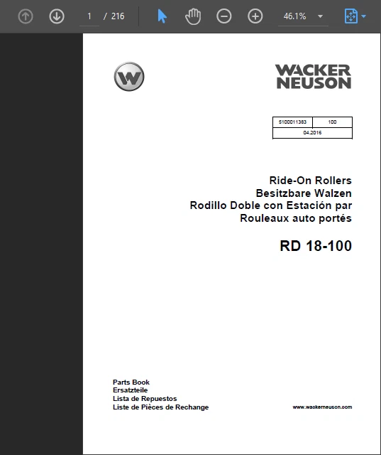 WACKER NEUSON RD18 TANDEM ROLLER OPERATORS PARTS OWNERS MANUAL PDF USB - Image 3 of 3