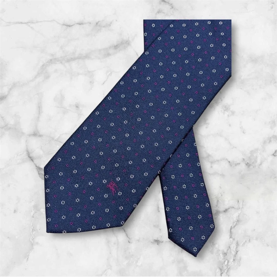 Burberry Black Label Navy Silk Dot Pattern Tie /Used 8cm Wide - Image 2 of 4