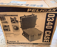 Pelican 0340 Case Black Watertight Hard Case w Foam Casters Box Excellent