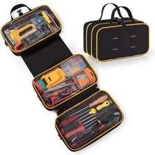 Roll Up Tool Bag with 3 Clear Window Cases (One Detachable), Tri-fold Tool Ba...