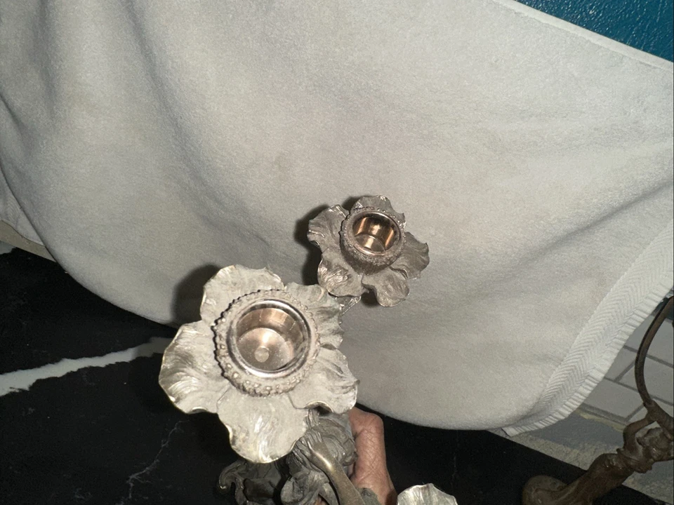 Genuine Bronze Candle Holder Sculpture Sexy Woman Statue Signed Artwork Decor - Image 3 of 4