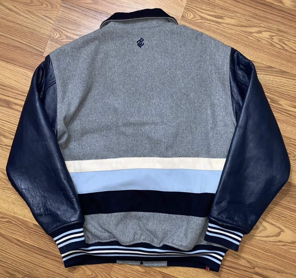 Vintage 90s Rocawear Varsity Wool Leather Jacket Large Hip Hop Streetwear NYC - Image 2 of 4