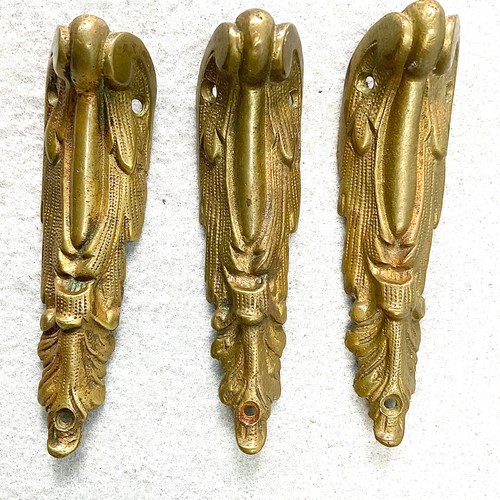 Ornate Vintage Brass Furniture Decorative Corner Edges Victorian Era Set of 3