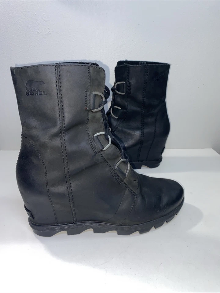 Botines impermeables Sorel Joan Of Arctic Wedge II negros para mujer de cuero 9,5 Foto 3 de 4