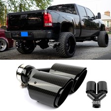 For 2019-25 Chevy Silverado Gmc Sierra 1500 Carbon Dual Exhaust Tip 2.5 Inlet