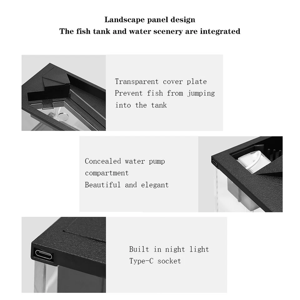 Aquarium rechteckig mit Abdeckung inkl. LED Beleuchtung im Set - Bild 4 von 4