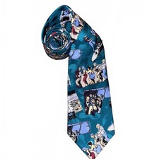 80s Vintage Private Collections Palace Silk Teal Graphic Tie Party Funky
