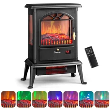 22in Portable Electric Fireplace Stove,1500W Infrared Heater with Remote Control
