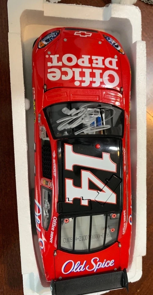 Autografiado Tony Stewart #14 Office Depot Old Spice NASCAR Diecast 1:24 Firmado Foto 4 de 4