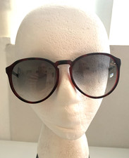 Vintage London Fog LSFW 02 31 Frosted Red / Blk Round Sunglasses USA