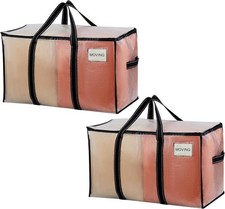 2 Pack Clear Moving Bags Heavy Duty 90L Extra Large Transparent Storage Bags