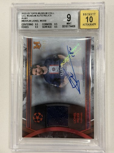 2022-23 Museum Coll LIONEL MESSI Player Worn Jersey Patch Auto /25 BGS 9 10