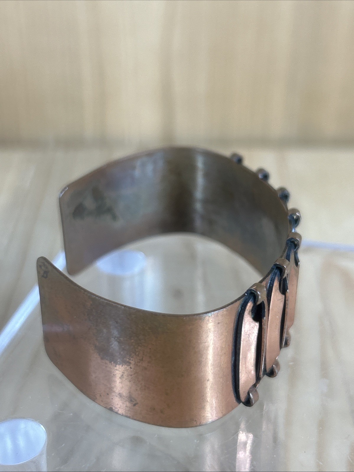 Solid Copper Cuff Bracelet Vintage Keyhole Design… - image 2