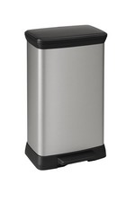 Image of CURVER 50L Kitchen Pedal Deco Bin 50 Litres Matt Silver Waste Disposal for