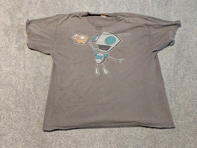 Vintage Invader Zim Shirt Mens XL Gray Faded Gir Cartoon Nickelodeon 2003 Show