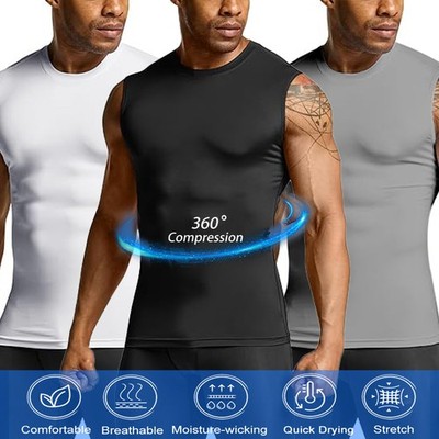 Mens Sleeveless Compression Vest Athletic Tank Top T-Shirt Workout Sport Singlet