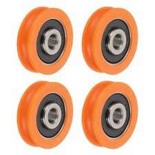 U Groove Ball Bearing Roller, 6 x 29 x 8mm Guide Wheel, Orange Pack of 4