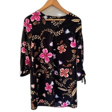 Express Floral Long Sleeve Midi Dress Size Small With Tie Cuff Accents