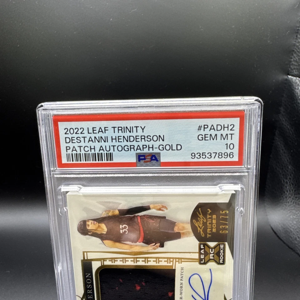 2022 Leaf Trinity DESTANNI HENDERSON Gold Leaf Patch Auto 🔥 63/75 PSA 10 🔥  - Image 3 of 4