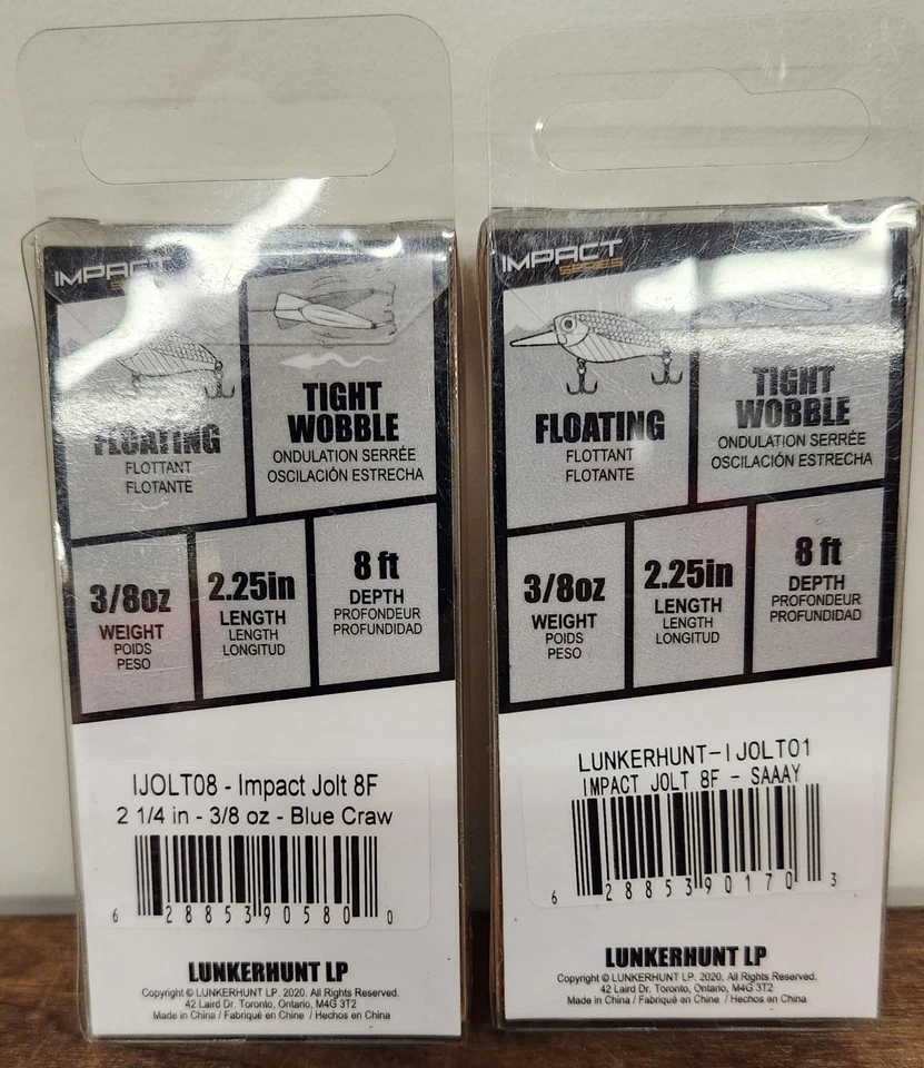 Lote Crankbait Lunkerhunt Impact Jolt 8F Blue Craw y AAAAY (Sombreado) 3/8 oz 2,25 pulgadas Foto 2 de 3
