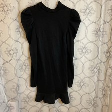 Women’s Fashion Nova Black Dress Puff Long Sleeve Ruffle Mock Neck Size Medium