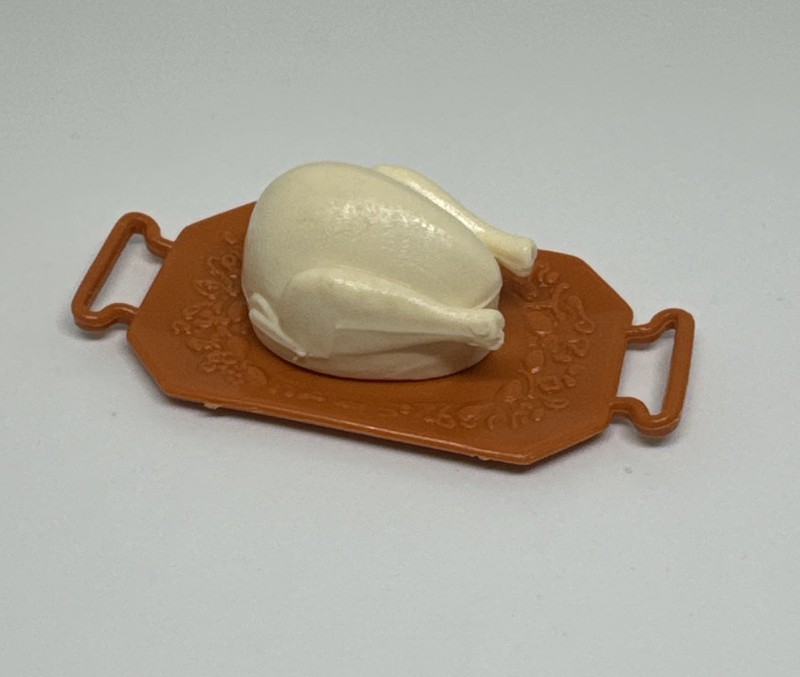 Vintage Barbie Turkey/Chicken On Brown Platter Thanksgiving