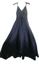 Xtraordinary Navy Blue Lace Sweetheart Neck Long Formal A-Line Prom Dress Size 1