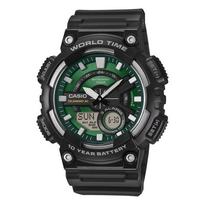 Casio Green Face Herrenuhr AEQ-110W-3A2VEF Serie Digi-Analog Resin 100M