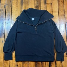 Varley Women  s Medium Vine Half Zip Black Ottoman Sweatshirt Pullover Oversized